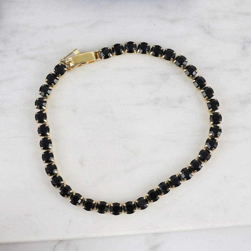 Brățară Tennis din Inox cu Pietre Negre 4mm - BF1120