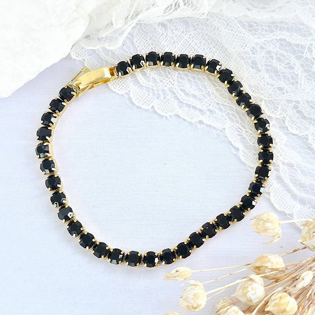 Brățară Tennis din Inox cu Pietre Negre 4mm - BF1120