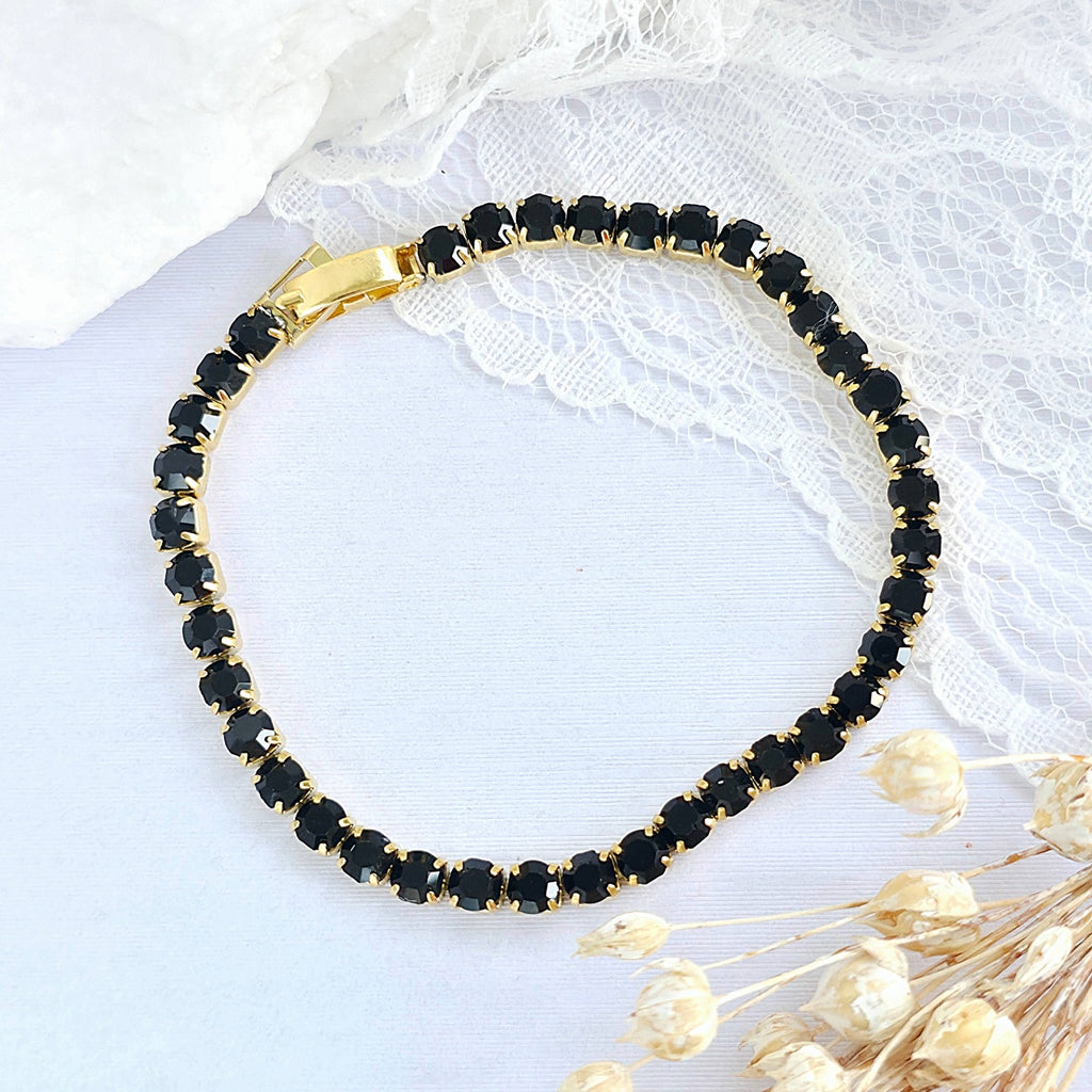 Brățară Tennis din Inox cu Pietre Negre 4mm - BF1120