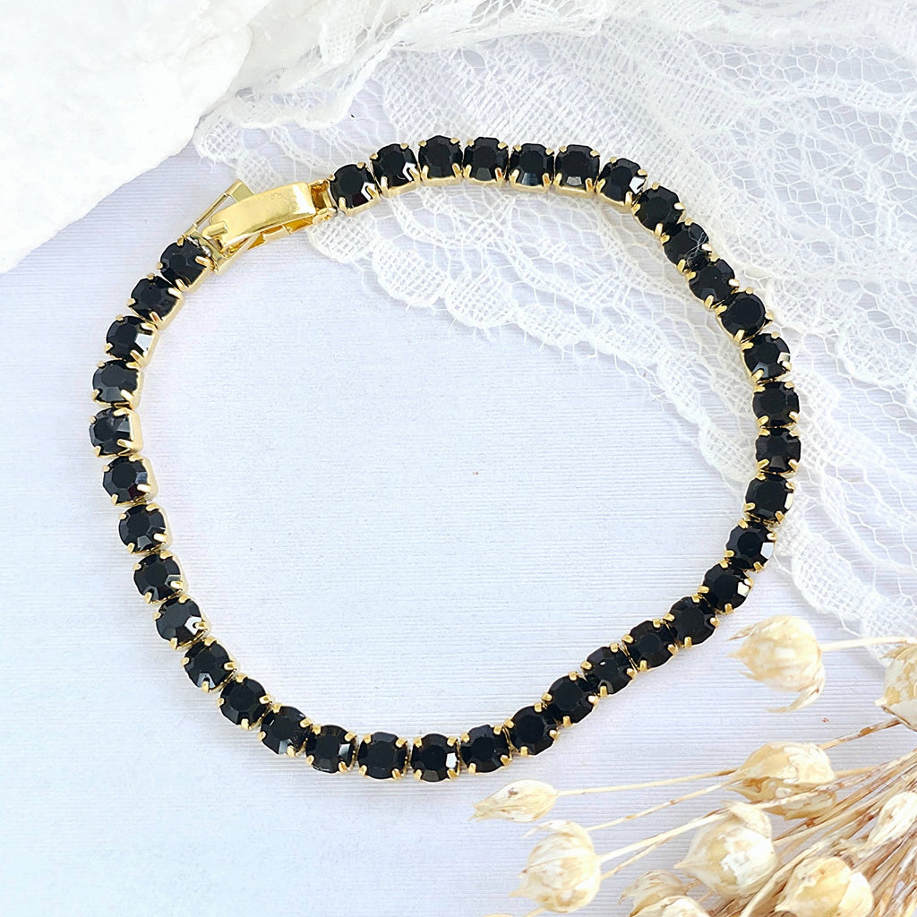 Brățară Tennis din Inox cu Pietre Negre 4mm - BF1120