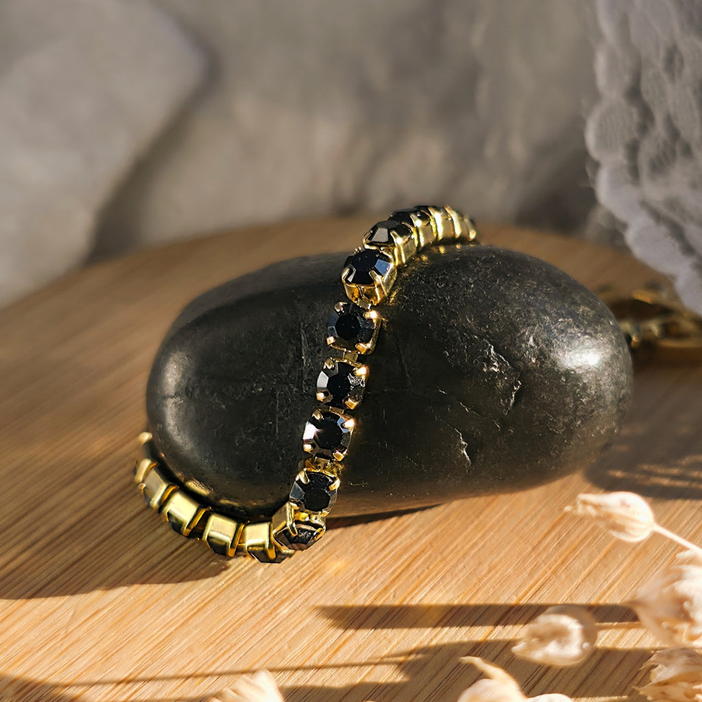 Brățară Tennis din Inox cu Pietre Negre 4mm - BF1120