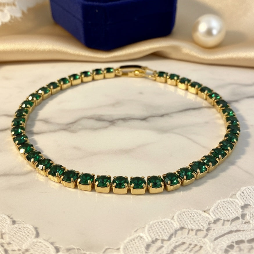 Brățară Tennis din Inox cu Pietre Verzi 4mm