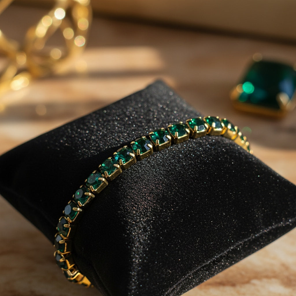 Brățară Tennis din Inox cu Pietre Verzi 4mm