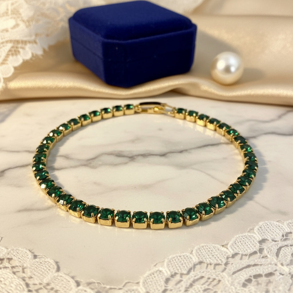 Brățară Tennis din Inox cu Pietre Verzi 4mm