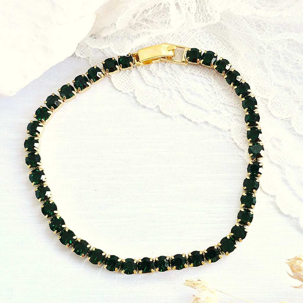 Brățară Tennis din Inox cu Pietre Verzi 4mm