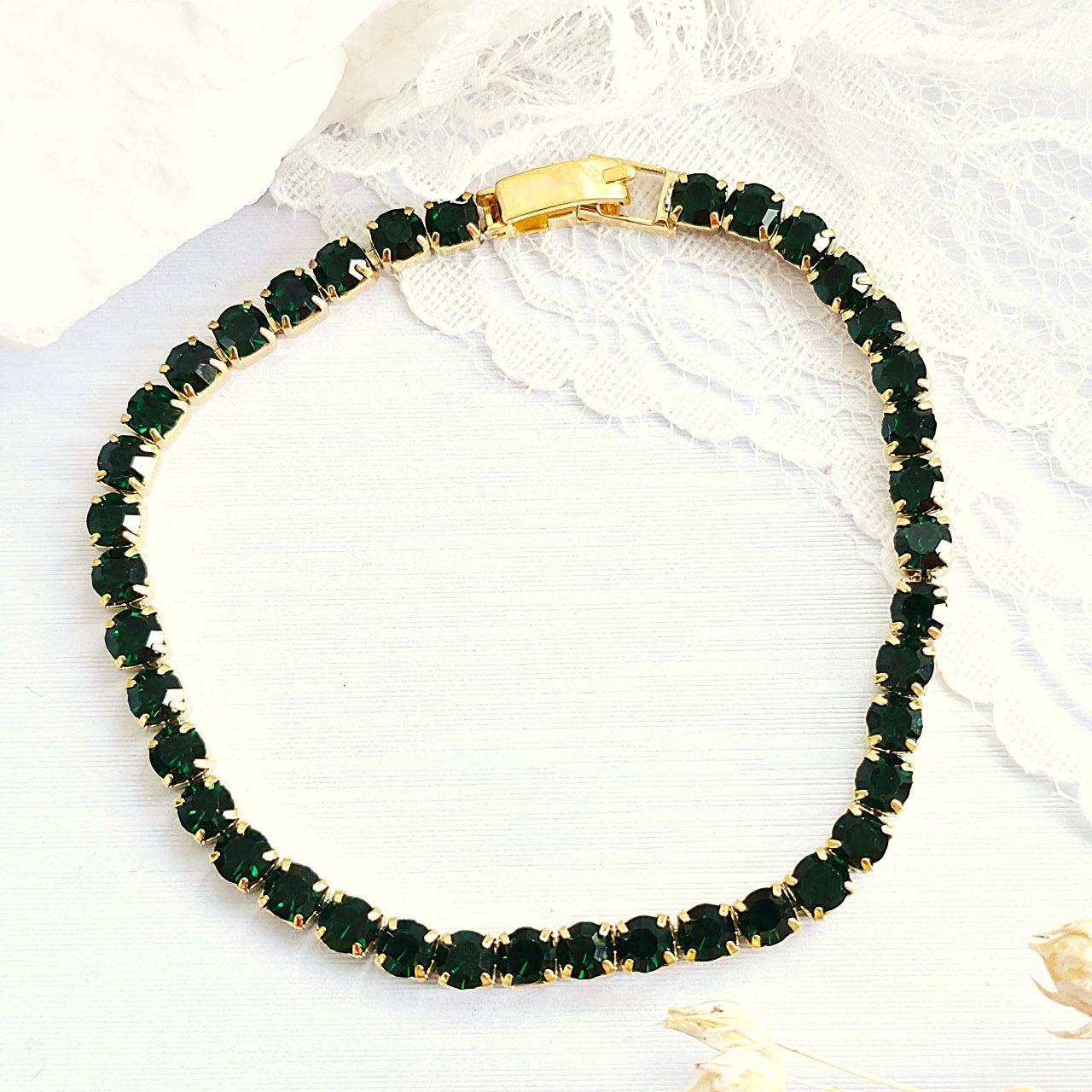 Brățară Tennis din Inox cu Pietre Verzi 4mm