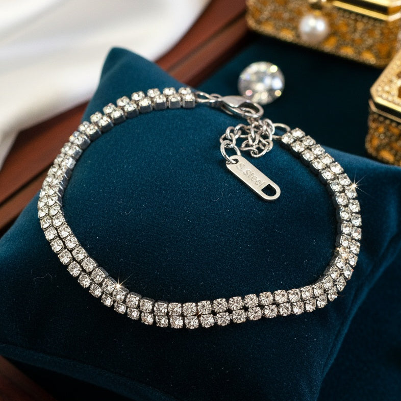 Brățară Tennis din Inox Dubla Oțel Inoxidabil Auriu - Hipoalergenică - BF1173