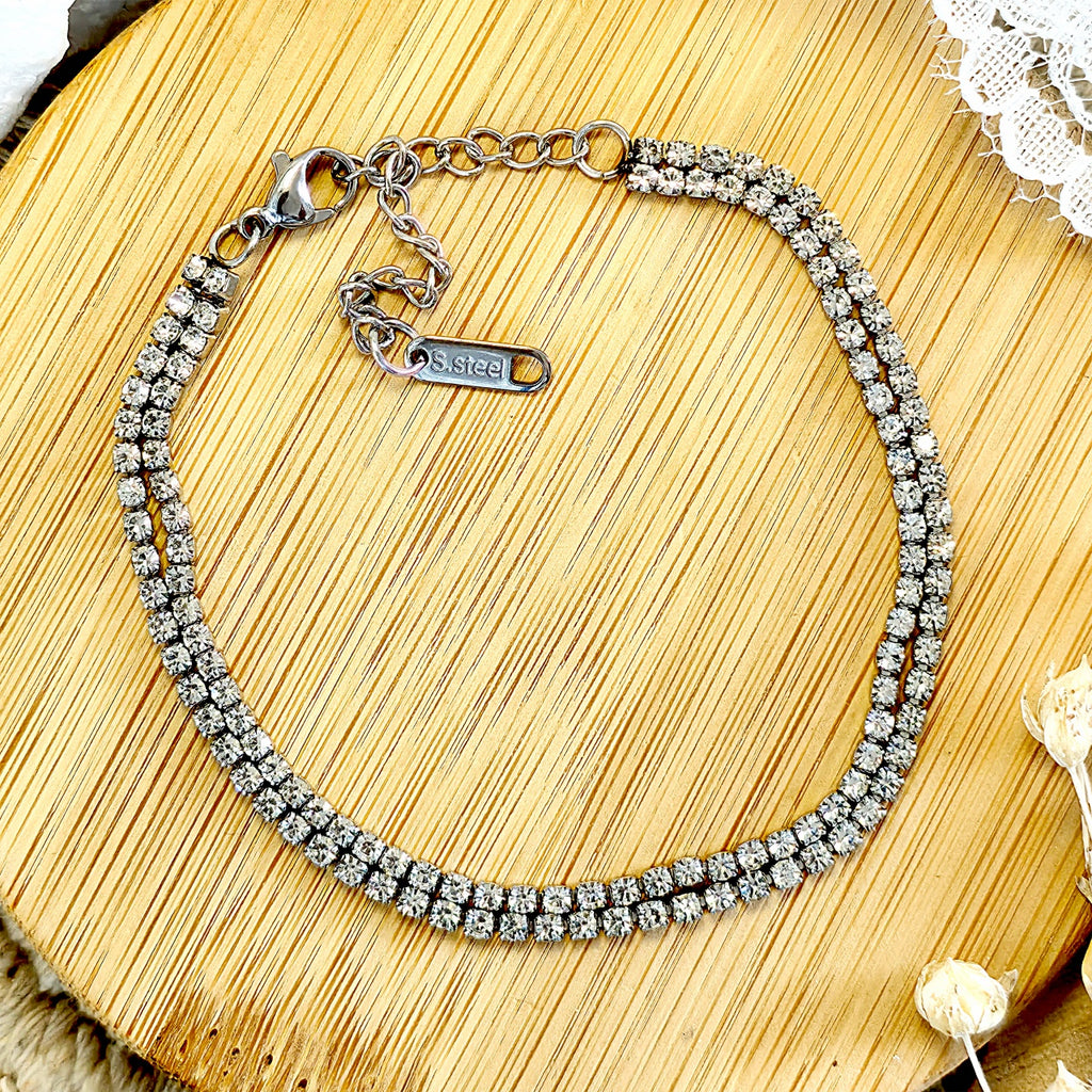 Brățară Tennis din Inox Dubla Oțel Inoxidabil Auriu - Hipoalergenică - BF1173