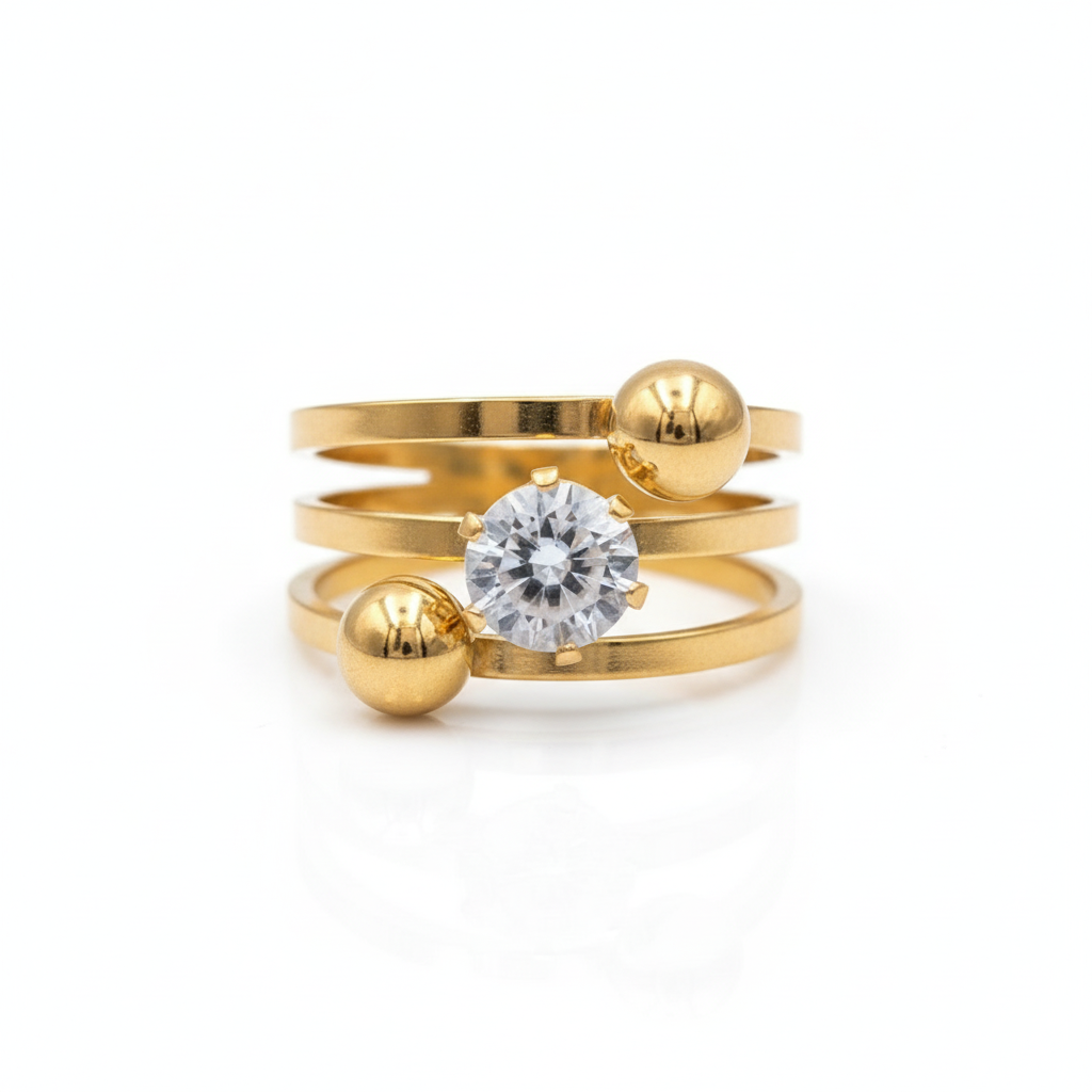 Inel spirala zirconiu, bile Oțel Inoxidabil Auriu - Hipoalergenic