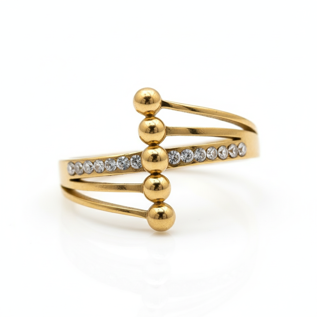 Inel Bile, benzi, zirconiu Oțel Inoxidabil Auriu - Hipoalergenic