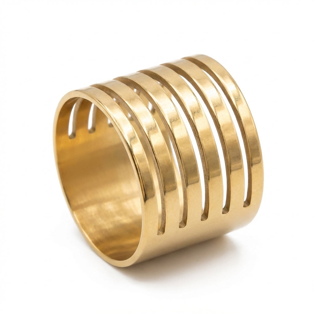 Inel Banda multi-stratificat, minimalist Oțel Inoxidabil Auriu - Hipoalergenic