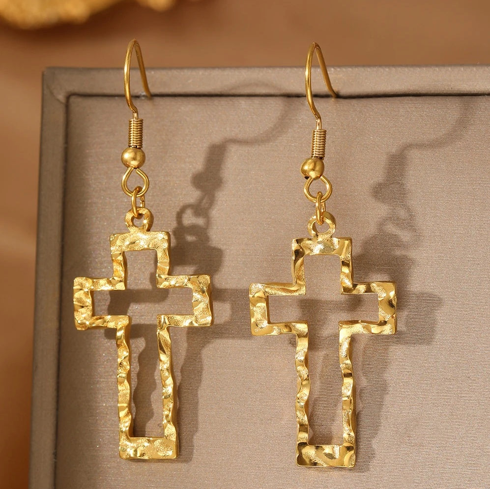 Cercei Cruce din Oțel Inoxidabil 5cm x 1.8cm – detaliu