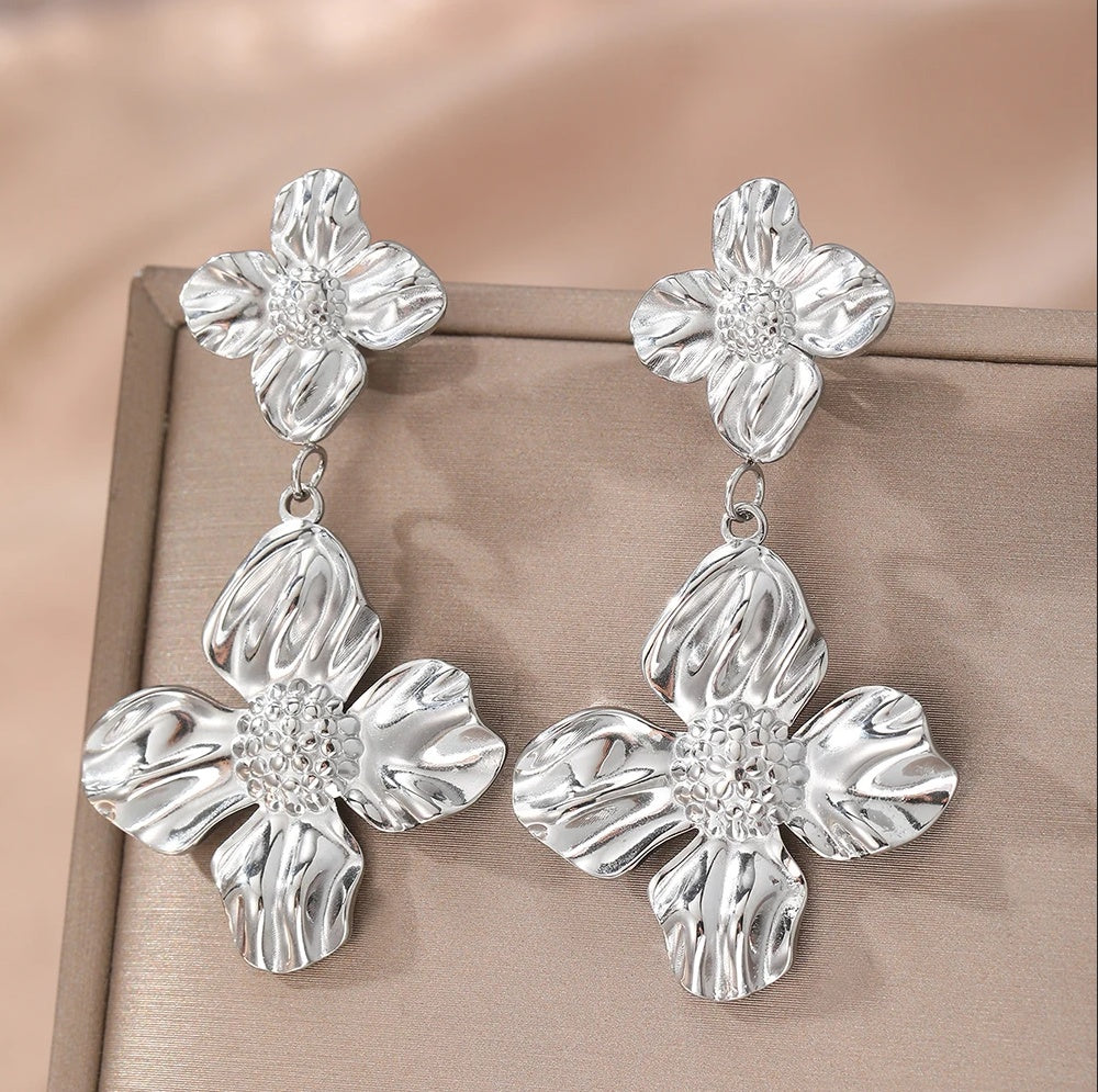 Cercei Floare din Oțel Inoxidabil - Hipoalergenici