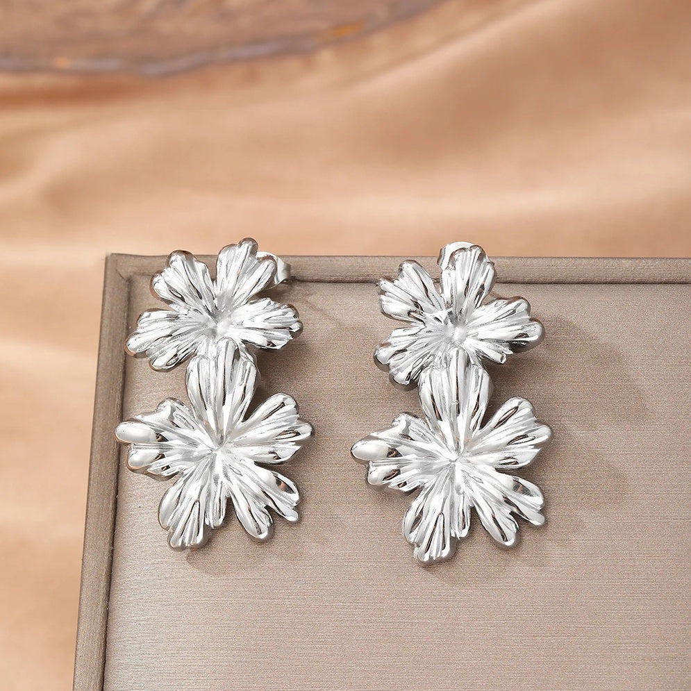Cercei Floare din Oțel Inoxidabil 3.7cm x 2.3cm – detaliu