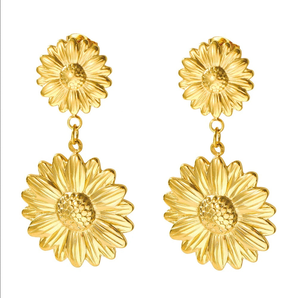 Cercei Floare din Oțel Inoxidabil 4.5cm x 2.5cm – detaliu 2