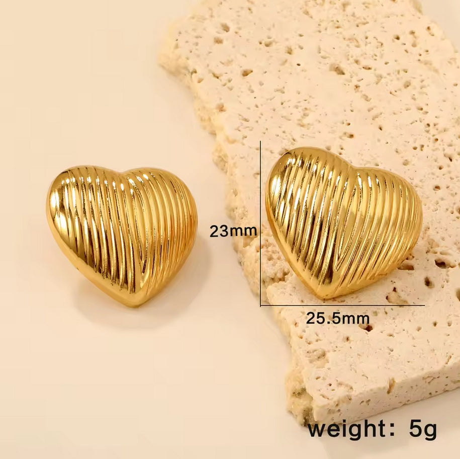 Cercei Inimioară din Oțel Inoxidabil - Hipoalergenici