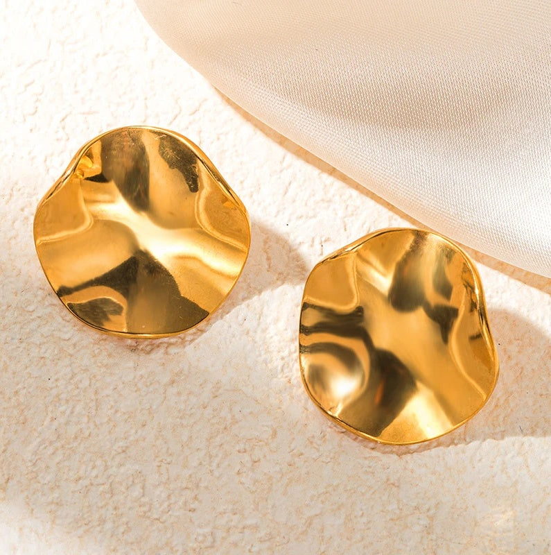 Cercei Disc ondulat din Oțel Inoxidabil - Hipoalergenici