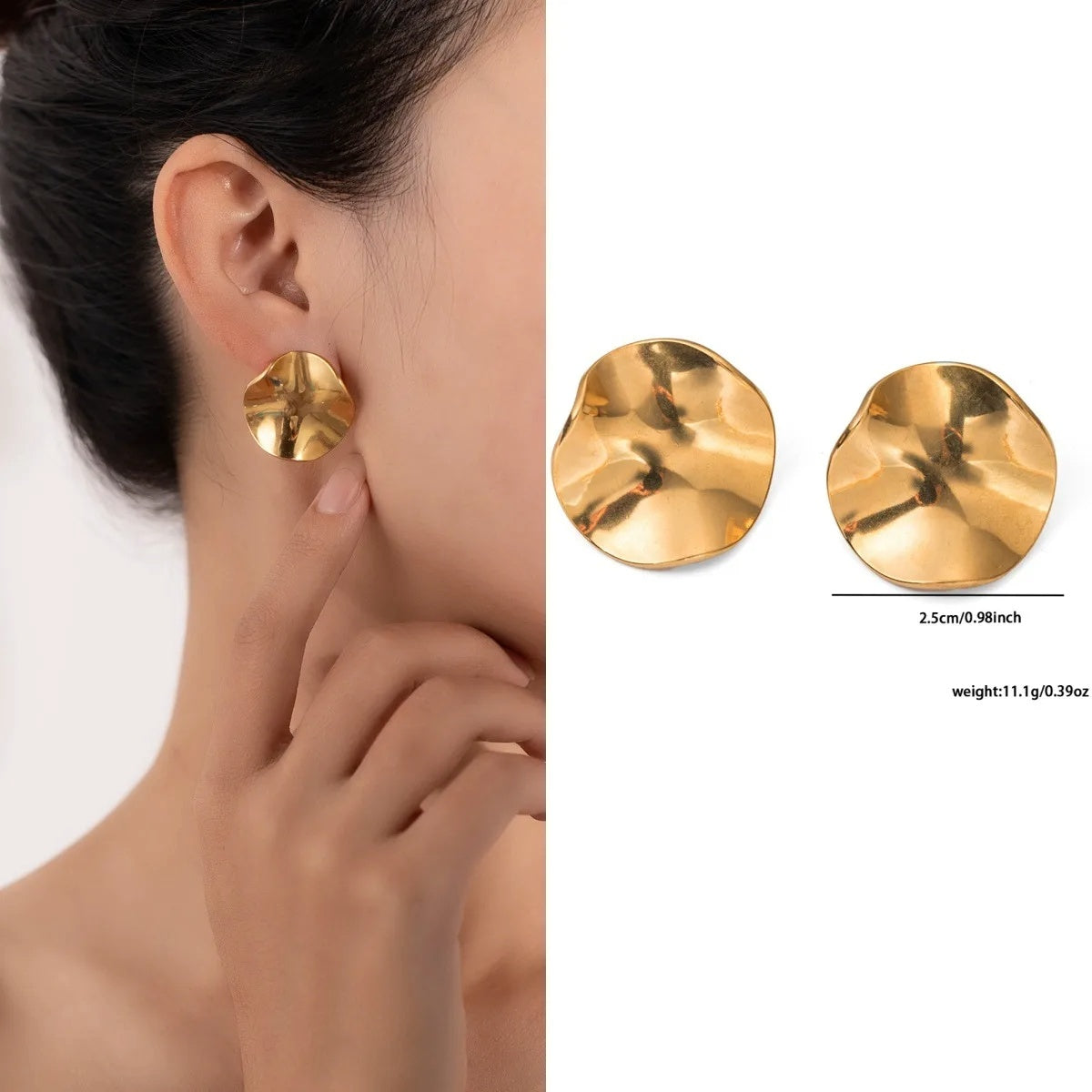 Cercei Disc ondulat din Oțel Inoxidabil - Hipoalergenici