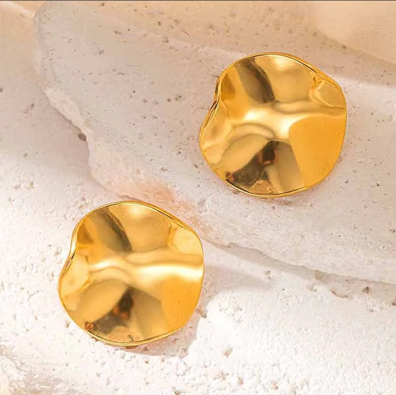 Cercei Disc ondulat din Oțel Inoxidabil - Hipoalergenici - CM1717