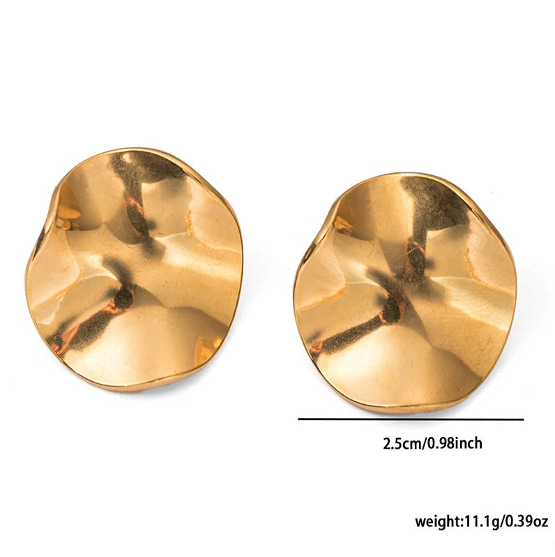 Cercei Disc ondulat din Oțel Inoxidabil - Hipoalergenici