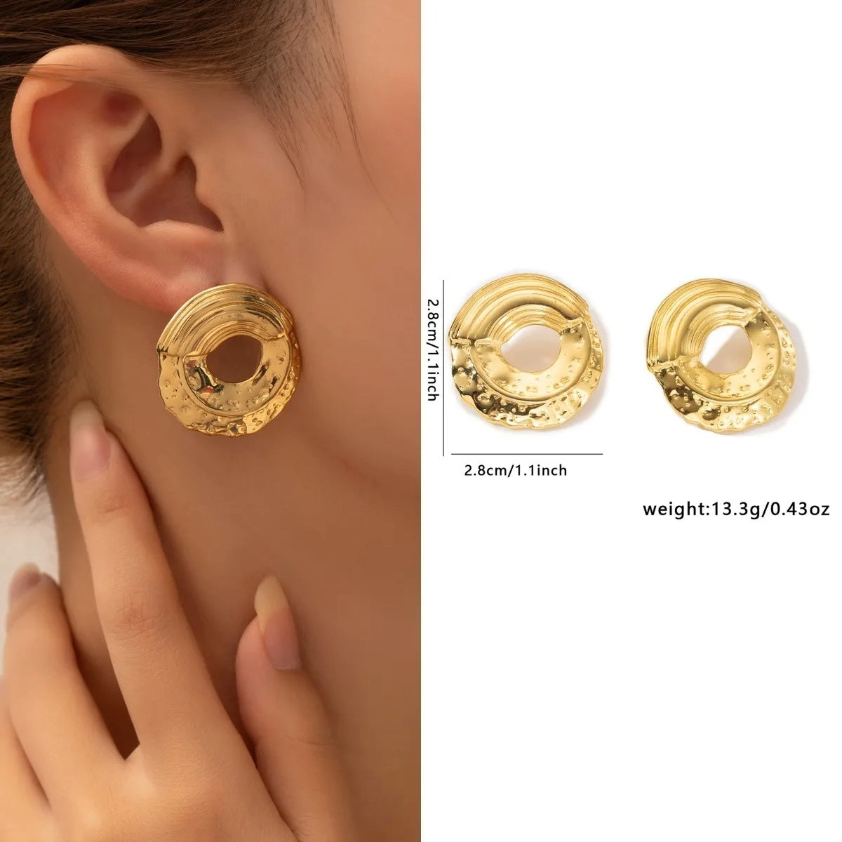 Cercei Inelar geometric din Oțel Inoxidabil - Hipoalergenici