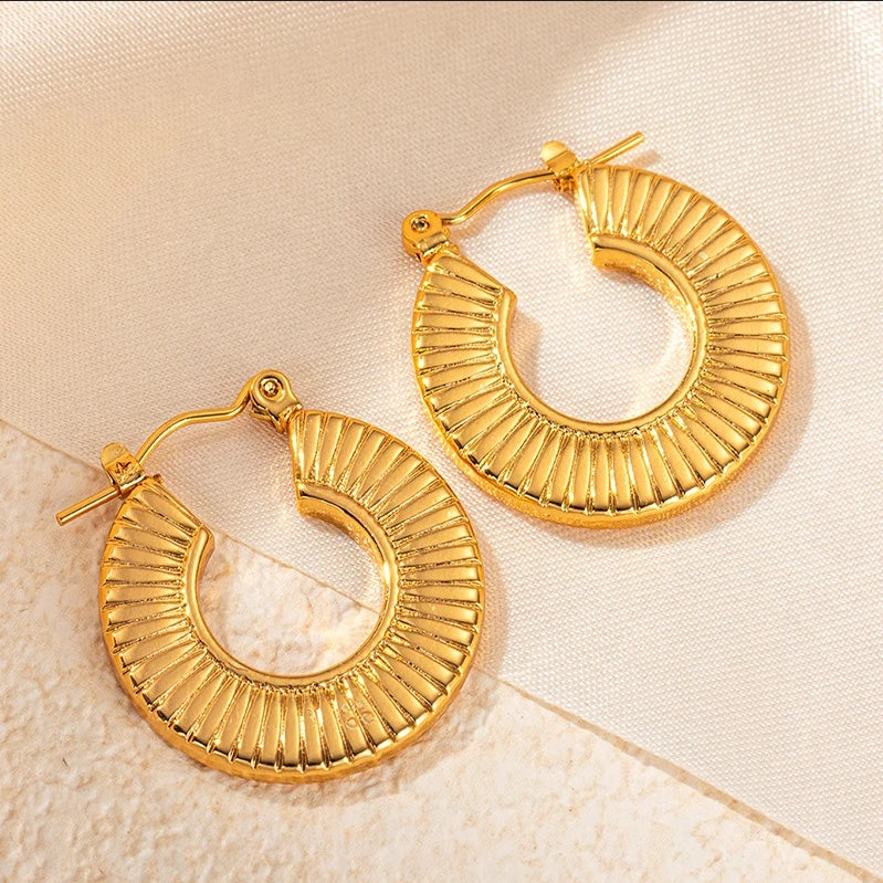 Cercei Creolă canelată din Oțel Inoxidabil - Hipoalergenici - CM1720