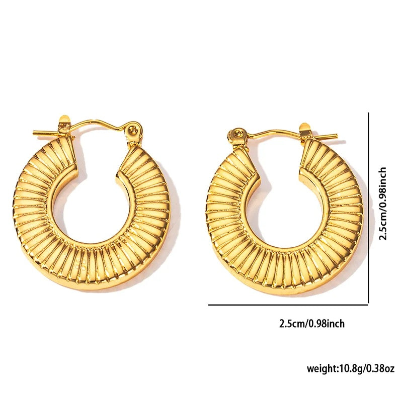 Cercei Creolă canelată din Oțel Inoxidabil - Hipoalergenici