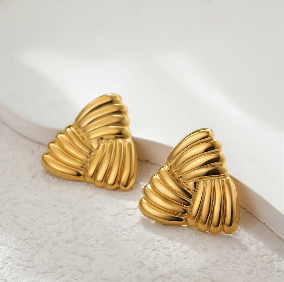 Cercei Triunghi striat din Oțel Inoxidabil - Hipoalergenici