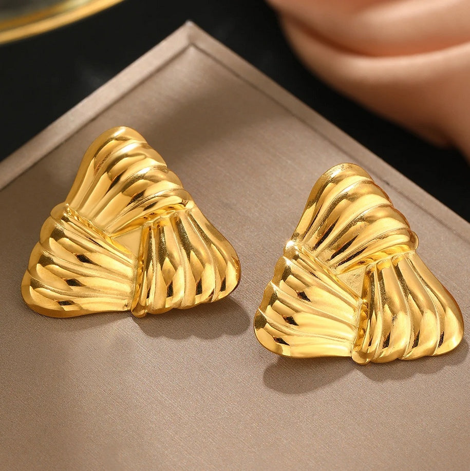 Cercei Triunghi striat din Oțel Inoxidabil - Hipoalergenici