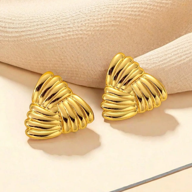 Cercei Triunghi striat din Oțel Inoxidabil - Hipoalergenici