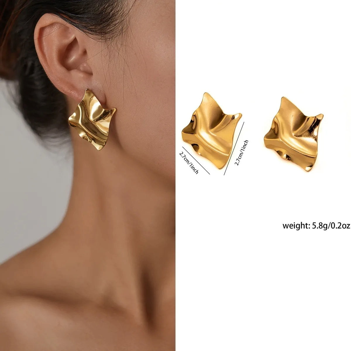 Cercei Formă ondulată din Oțel Inoxidabil - Hipoalergenici