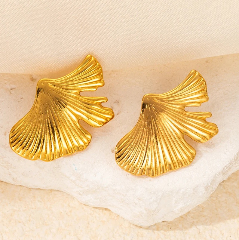 Cercei Frunze Ginkgo Oțel Inoxidabil 2.2 cm - Hipoalergenici