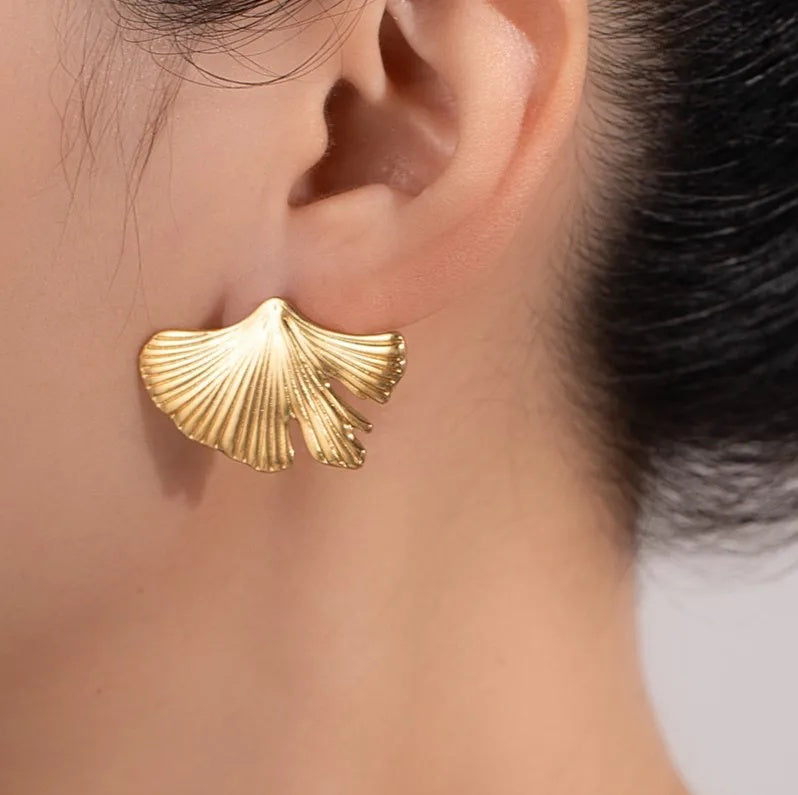 Cercei Frunze Ginkgo Oțel Inoxidabil 2.2 cm - Hipoalergenici