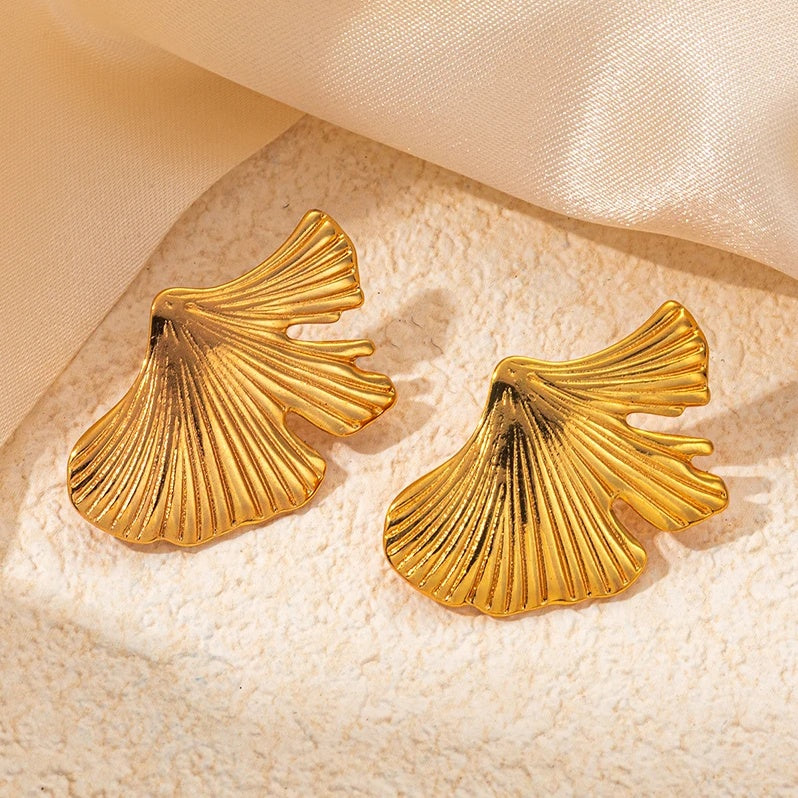 Cercei Frunze Ginkgo Oțel Inoxidabil 2.2 cm - Hipoalergenici