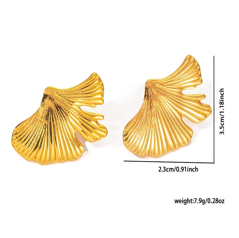 Cercei Frunze Ginkgo Oțel Inoxidabil 2.2 cm - Hipoalergenici