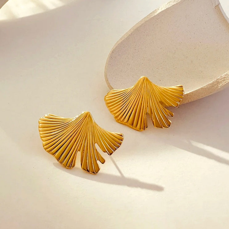 Cercei Frunze Ginkgo Oțel Inoxidabil 2.2 cm - Hipoalergenici
