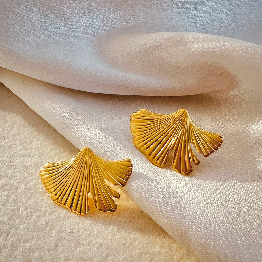 Cercei Frunze Ginkgo Oțel Inoxidabil 2.2 cm - Hipoalergenici