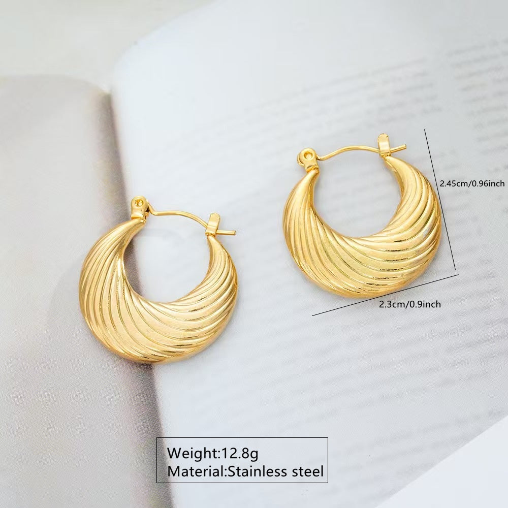 Cercei Semilună ondulată din Oțel Inoxidabil - Hipoalergenici