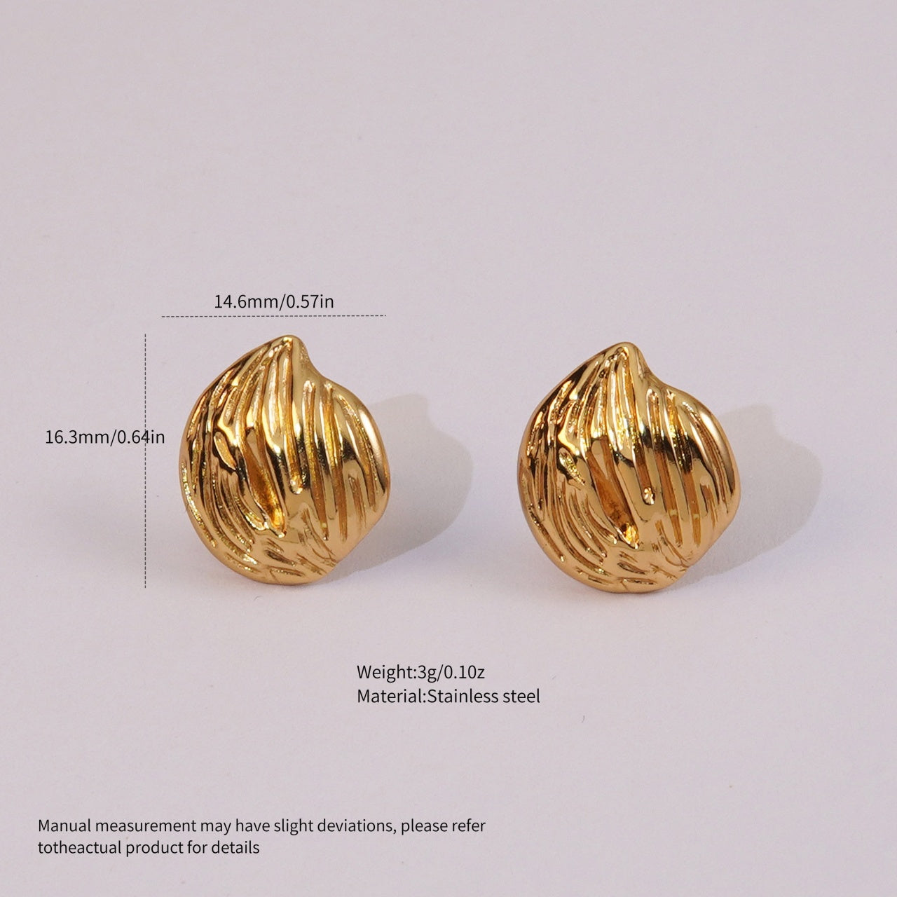 Cercei Cochilie striată din Oțel Inoxidabil - Hipoalergenici