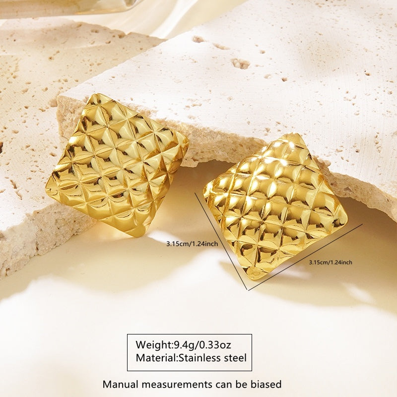 Cercei Pătrat matlasat din Oțel Inoxidabil - Hipoalergenici