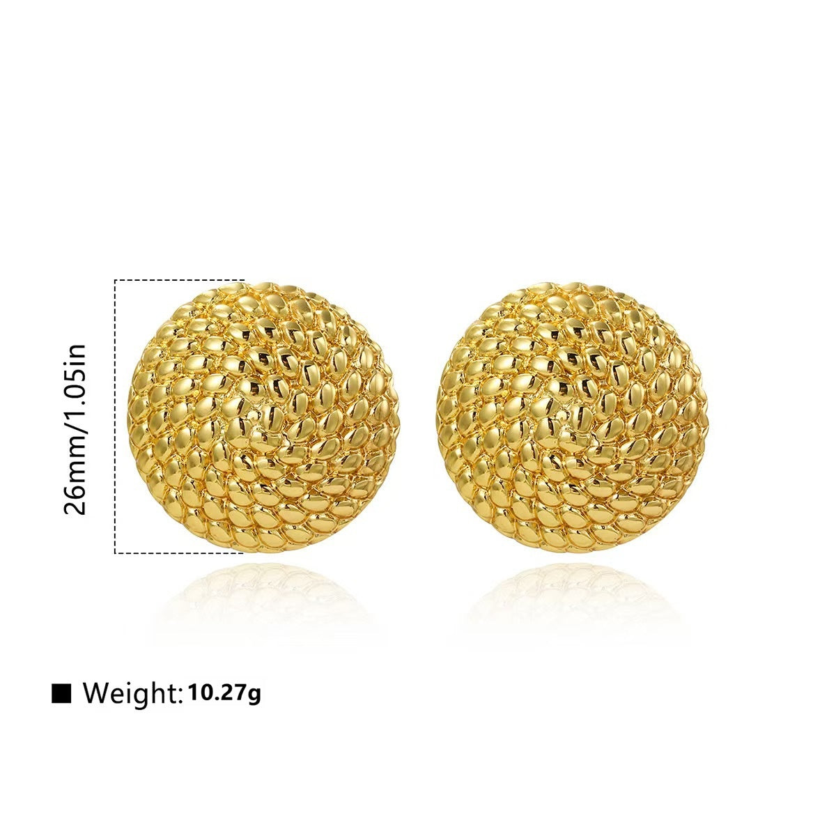 Cercei Disc texturat din Oțel Inoxidabil - Hipoalergenici