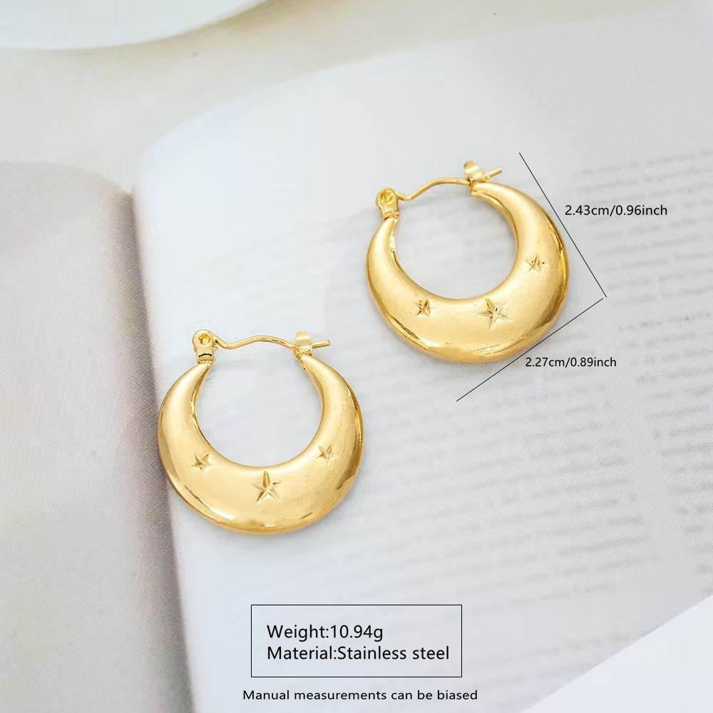 Cercei Creolă cu steluțe din Oțel Inoxidabil - Hipoalergenici