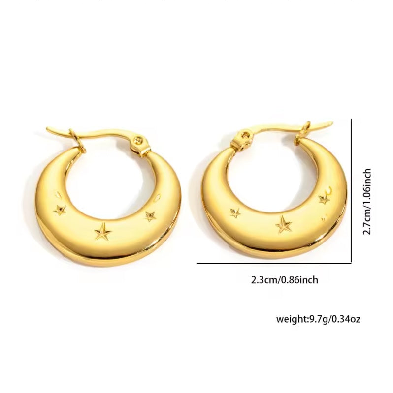 Cercei Creolă cu steluțe din Oțel Inoxidabil - Hipoalergenici - CM1750