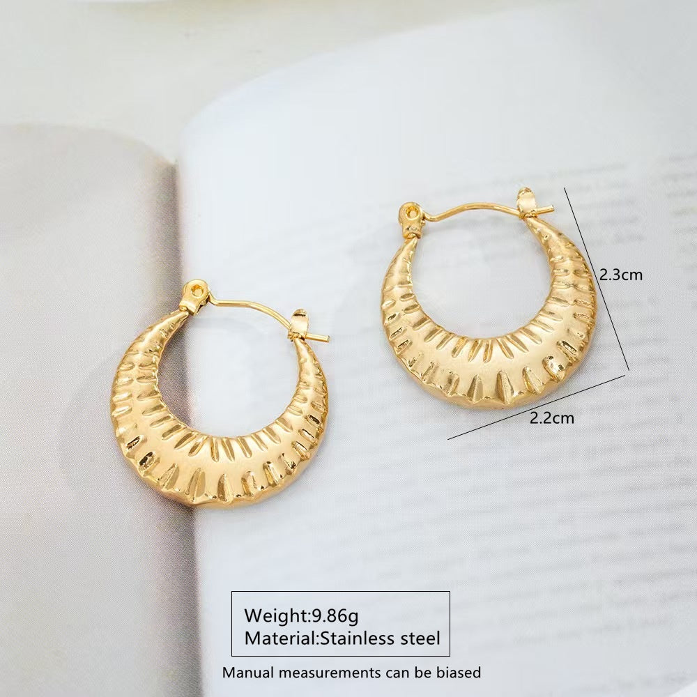 Cercei Creolă texturată Oțel Inoxidabil 2.3 cm - Hipoalergenici - CM1752