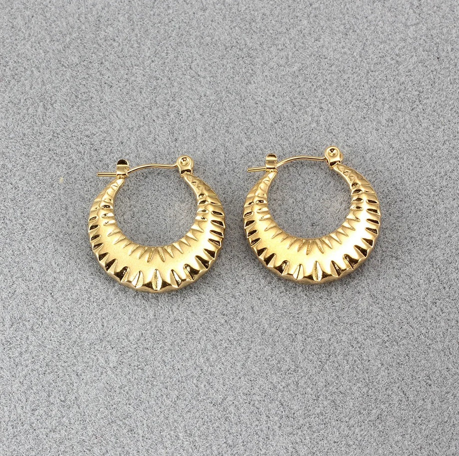 Cercei Creolă texturată Oțel Inoxidabil 2.3 cm - Hipoalergenici