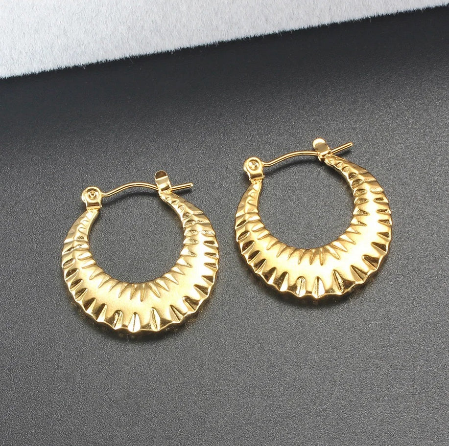 Cercei Creolă texturată Oțel Inoxidabil 2.3 cm - Hipoalergenici