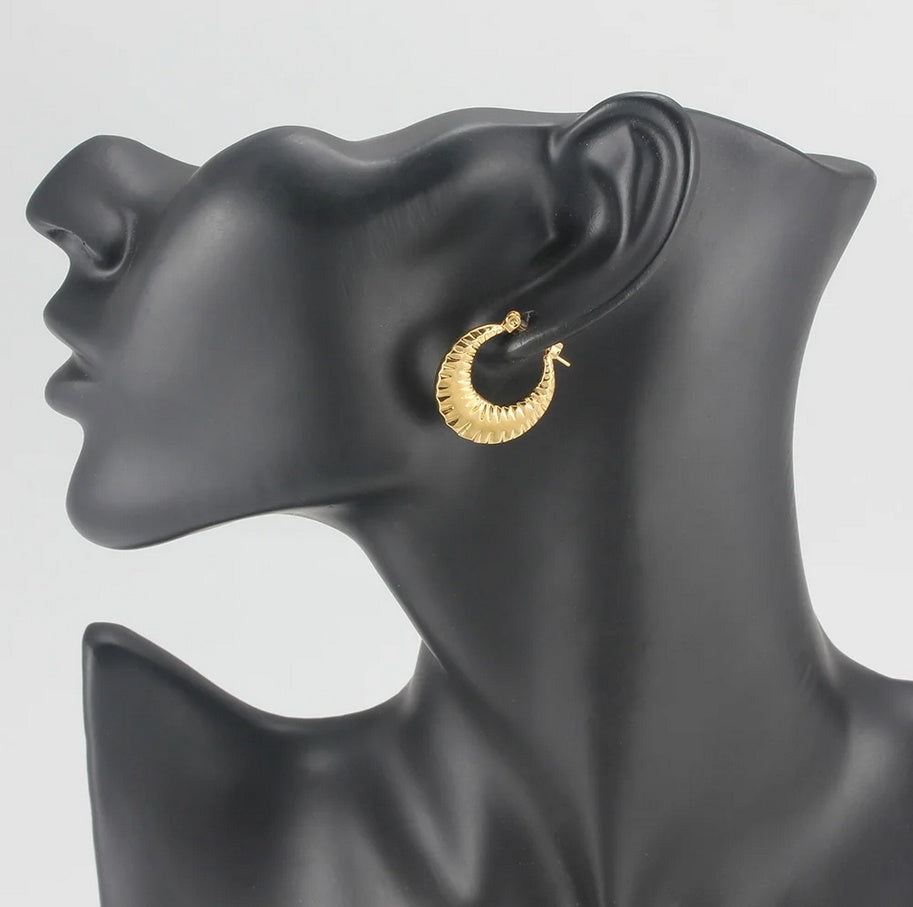 Cercei Creolă texturată Oțel Inoxidabil 2.3 cm - Hipoalergenici