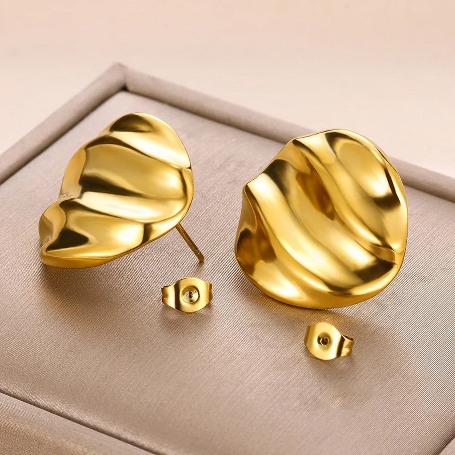 Cercei Disc ondulat din Oțel Inoxidabil - Hipoalergenici - CM1755