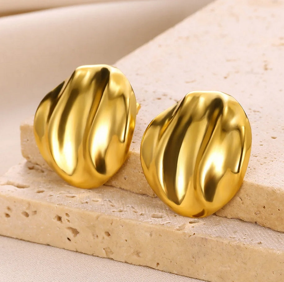 Cercei Disc ondulat din Oțel Inoxidabil - Hipoalergenici