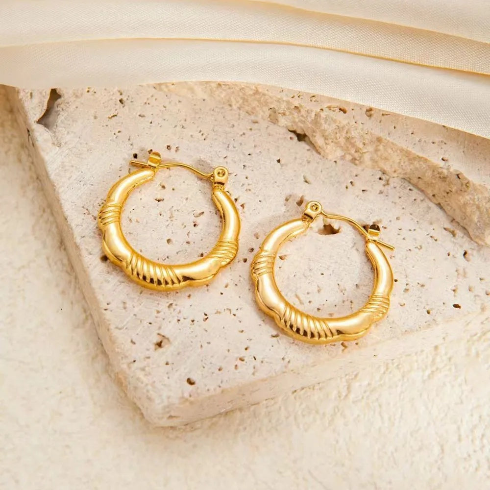 Cercei Creolă ondulată Oțel Inoxidabil 2.3 cm - Hipoalergenici